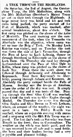 Newspaper cutting of the Story of First Troop Scout Camp