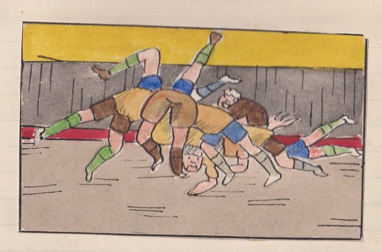 drawing of boys playing a game