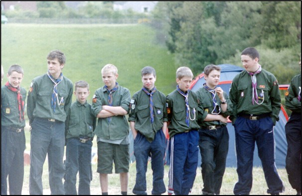 Scouts standing in a line