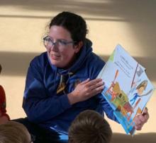 Colleen leading an activity for some young people