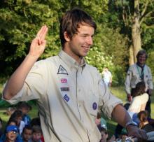 Fraser making his Scouts promise