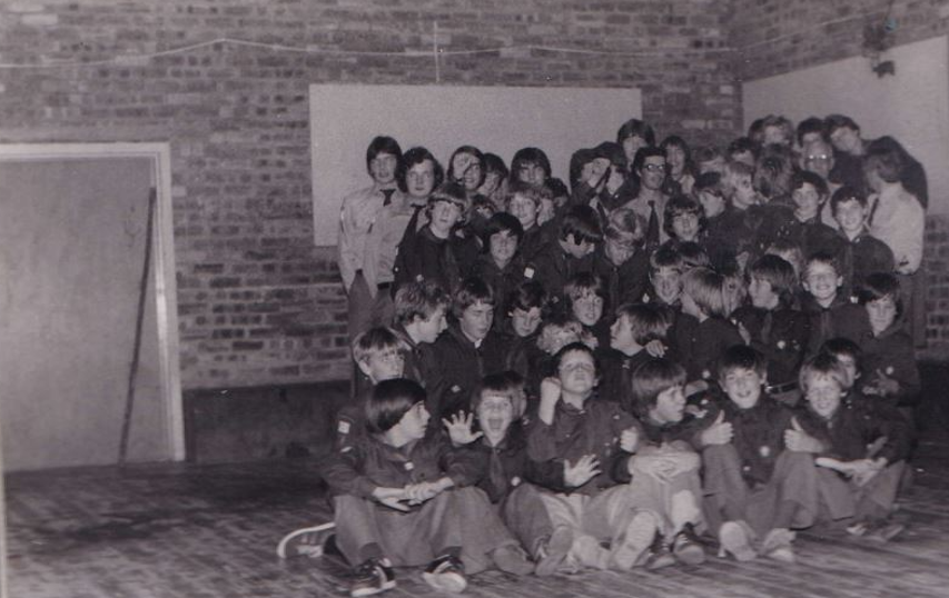 Boy scouts posing for photograph